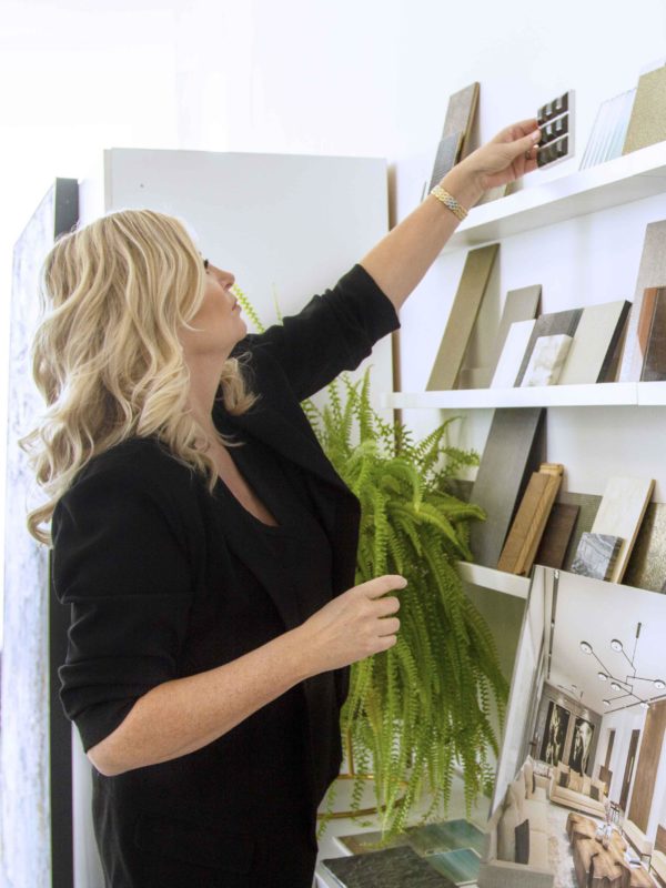 Cecilia Clason Interior Designer selecting finishes for an interior decorating project