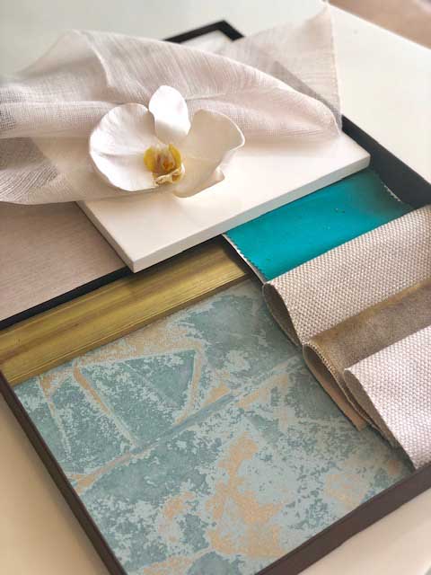 Interior Design Material Board Selection - Marbles, tiles & fabrics selection
